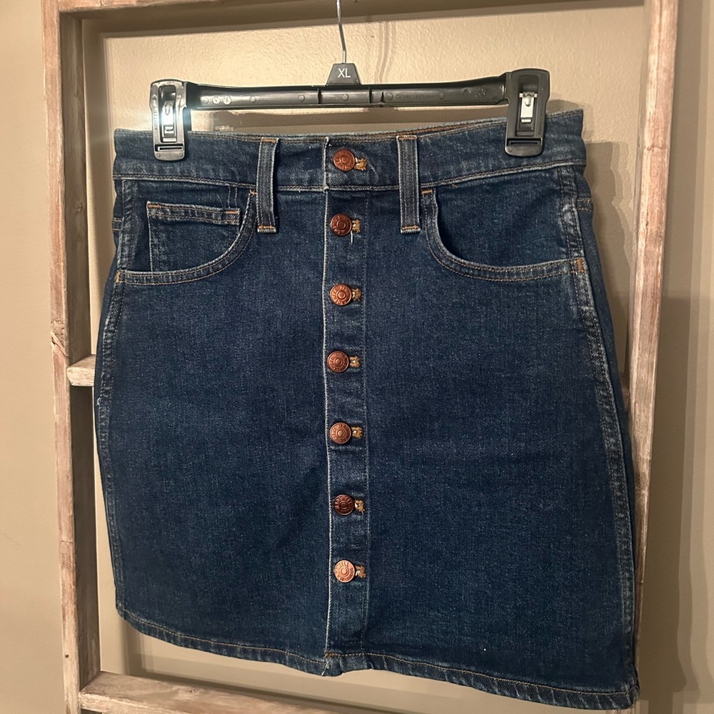 Madewell Indigo Button-Front Denim Skirt